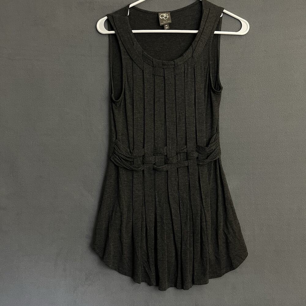 One September Dress XS‎ Anthropologie Sleeveless Woven Pattern Stretchy Gray